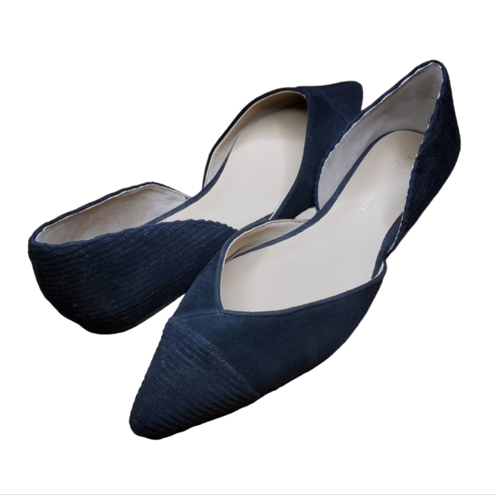 Anthropologie O'dorsay Black Curdoroy Pointed Flats Size 37 (7M)